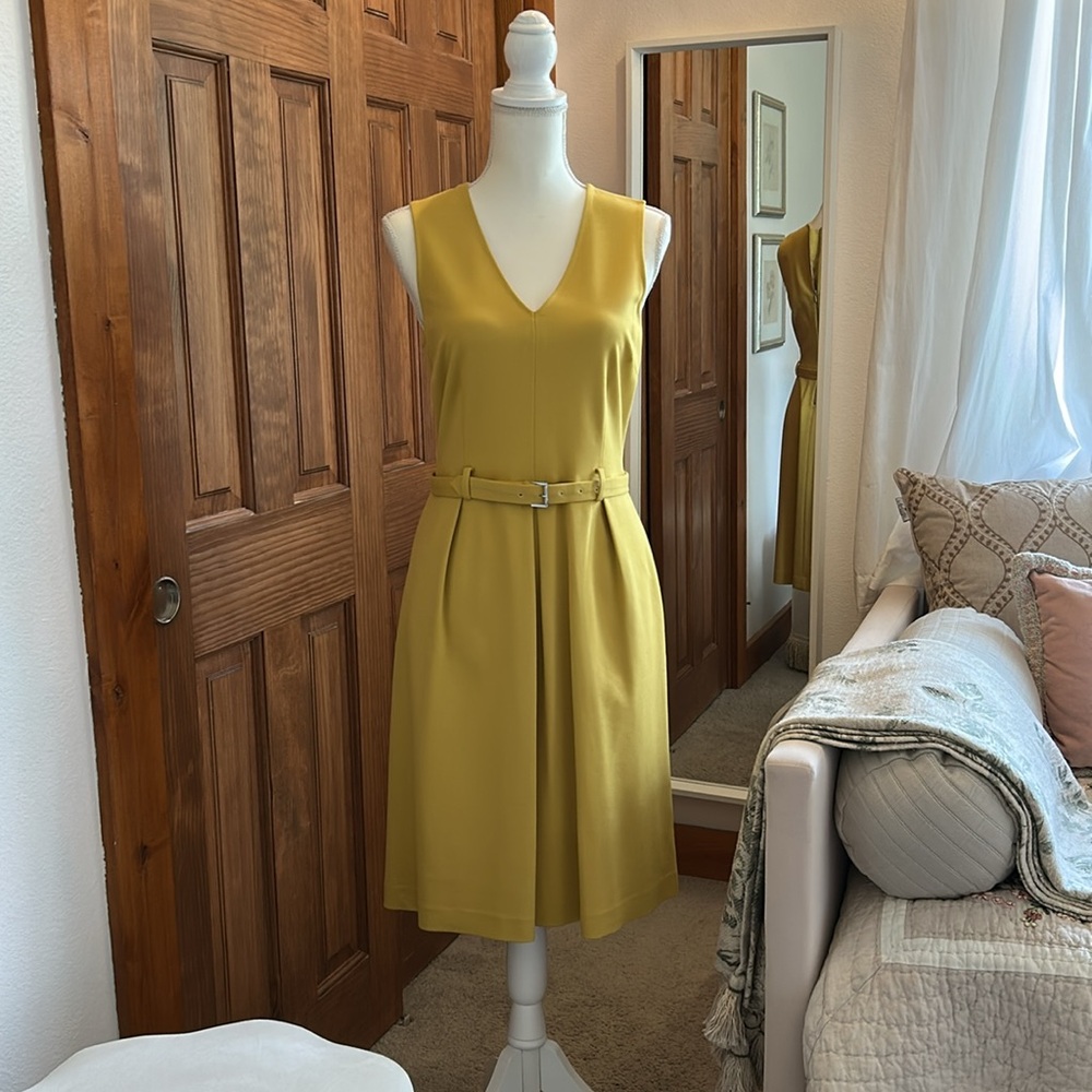 Banana Republic Yellow Sleeveless Belted Dress